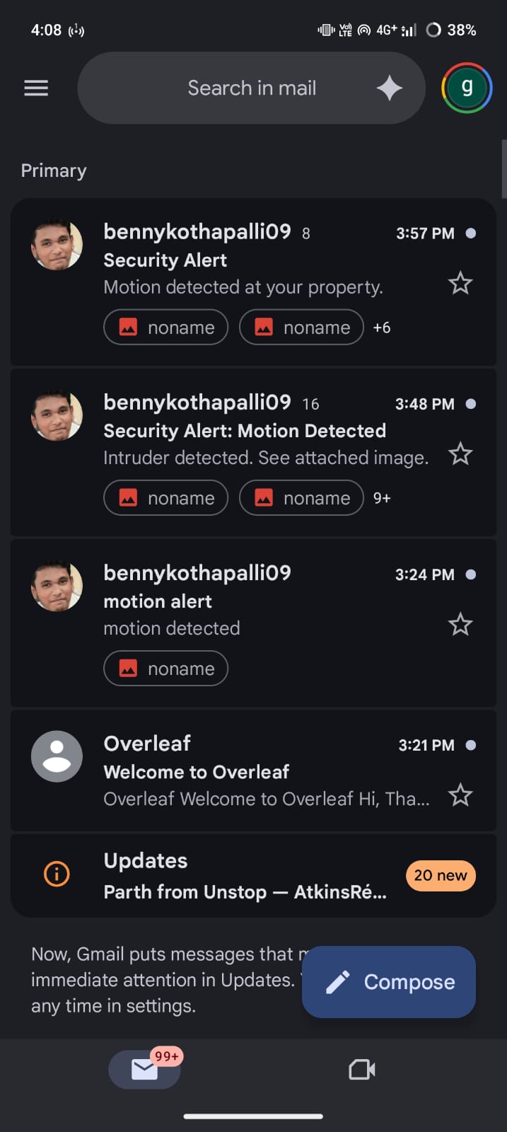 Intruder Snapshot Attachment